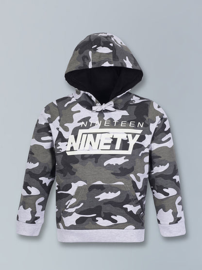 Camoflague Print Hooded Sweatshirt and Printed Jogger set