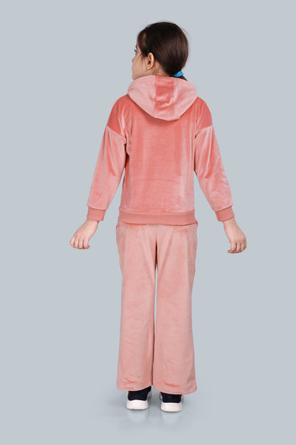 Girls Velour Zip-up Hoodie Sweatshirt and Wide Leg Relaxed Fit Pants