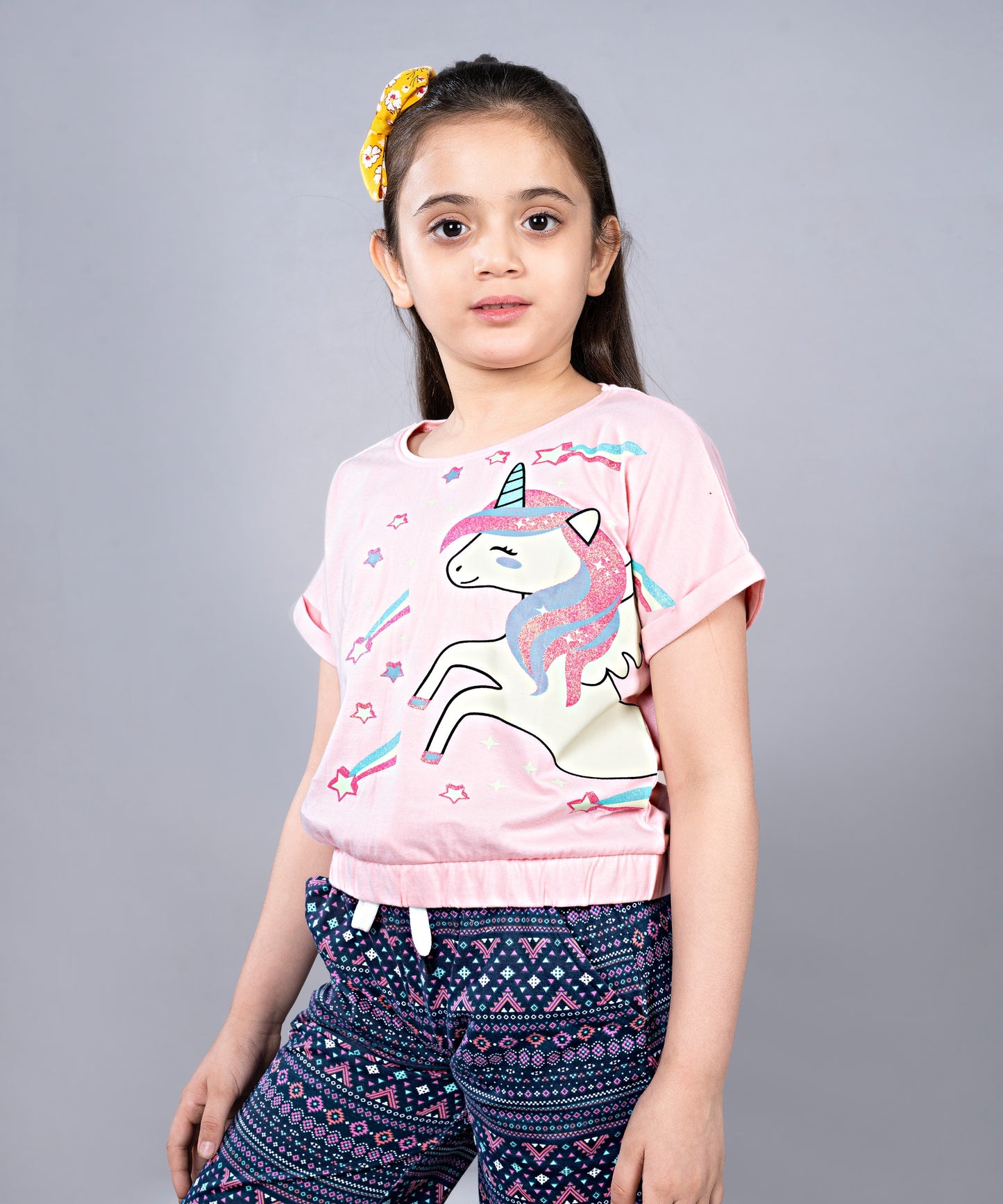 Girls Stretchable Elastic waist Crop T-Shirt Pack of 2