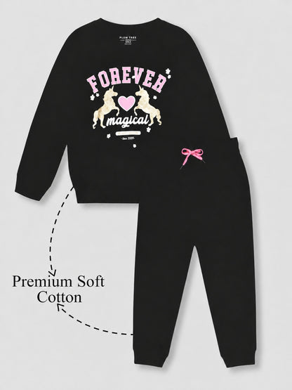 Girls Premium Soft Cotton Full sleeve T-shirt and jogger pant clothing set