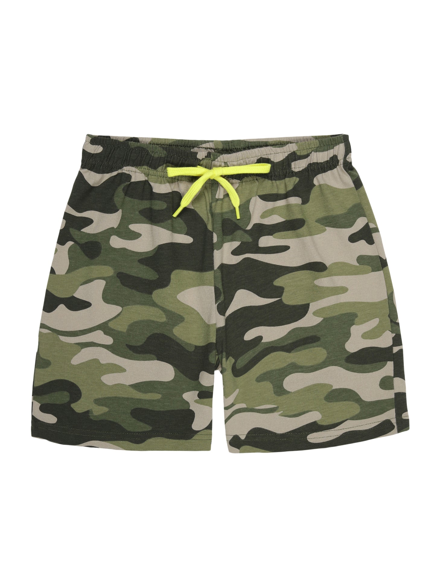 Boys Pure Cotton 2 pack All Over printed Jersey shorts-OLIVE CAMO AOP POWER RED