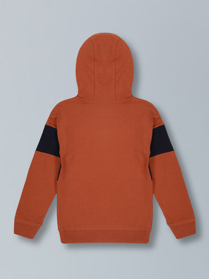 Brooklyn Print  Hooded Cotton sweatshirt- Winter Brick/Navy