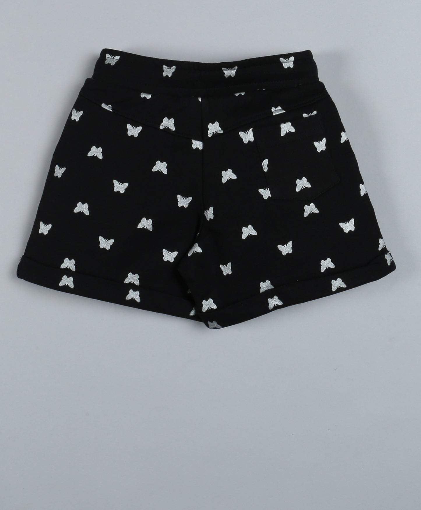 Plum Tree Girls  All Over Butterfly Printed Shorts-BLACK