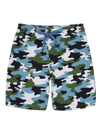 Boys Pure Cotton 2 pack printed Jersey shorts-CAMOFLAGUE NAVY