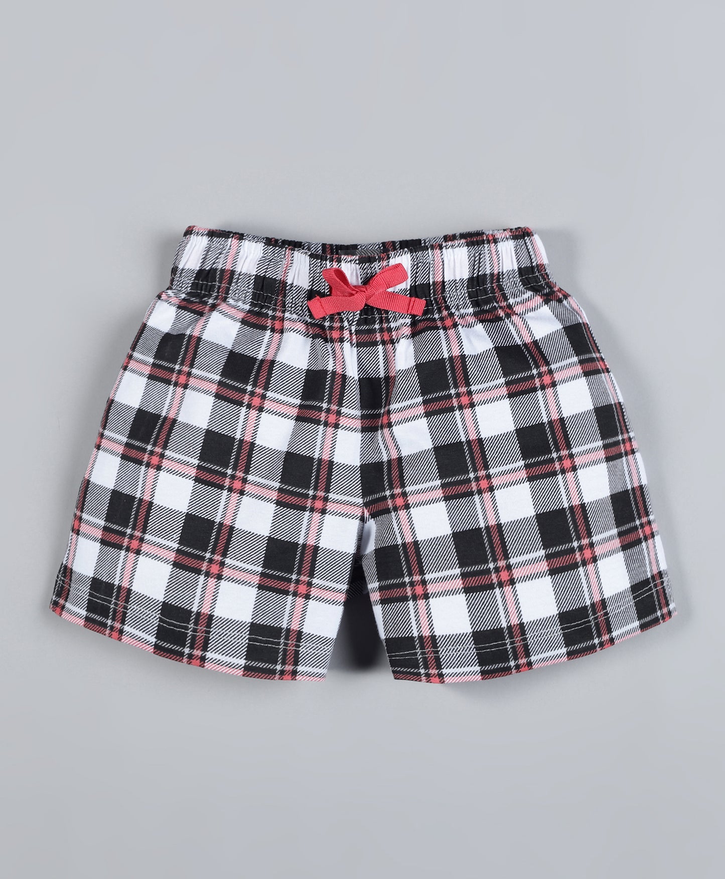 Plum Tree Girls  All Over Multi Colored check Printed Shorts( Pack of 2)-ORNAGE&WHITE