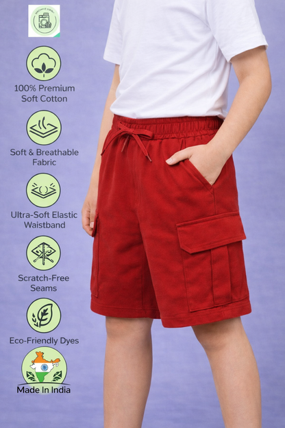 Boys Premium Cotton Cargo Pocket Shorts