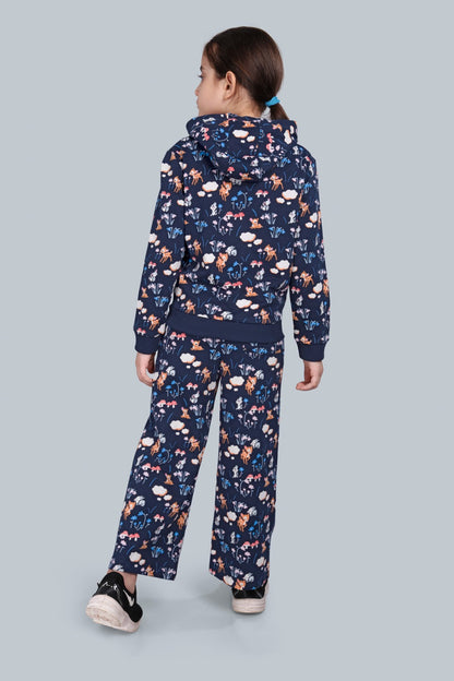 Girls Zip-up Hoodie Sweatshirt and Wide Leg Relaxed Fit Pants