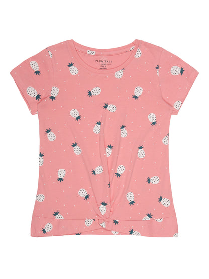Girls 2 piece pure cotton All Over Printed Co-ordinating Top and Short Set -CORAL AOP