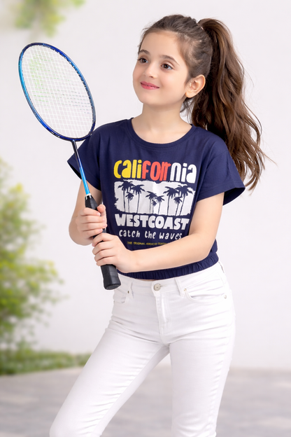 Girls Stretchable Elastic waist Crop T-Shirt Pack of 2