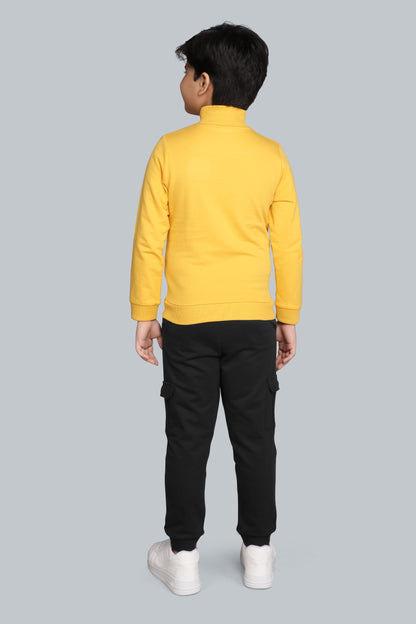 Boys Stylish Half Zip-Up Mock Neck Sweatshirt And Cargo Jogger Pants