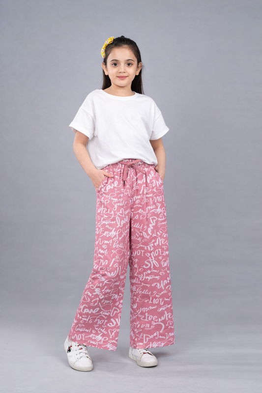 Girls Premium Cotton Printed Wide Leg Pant pack of 2