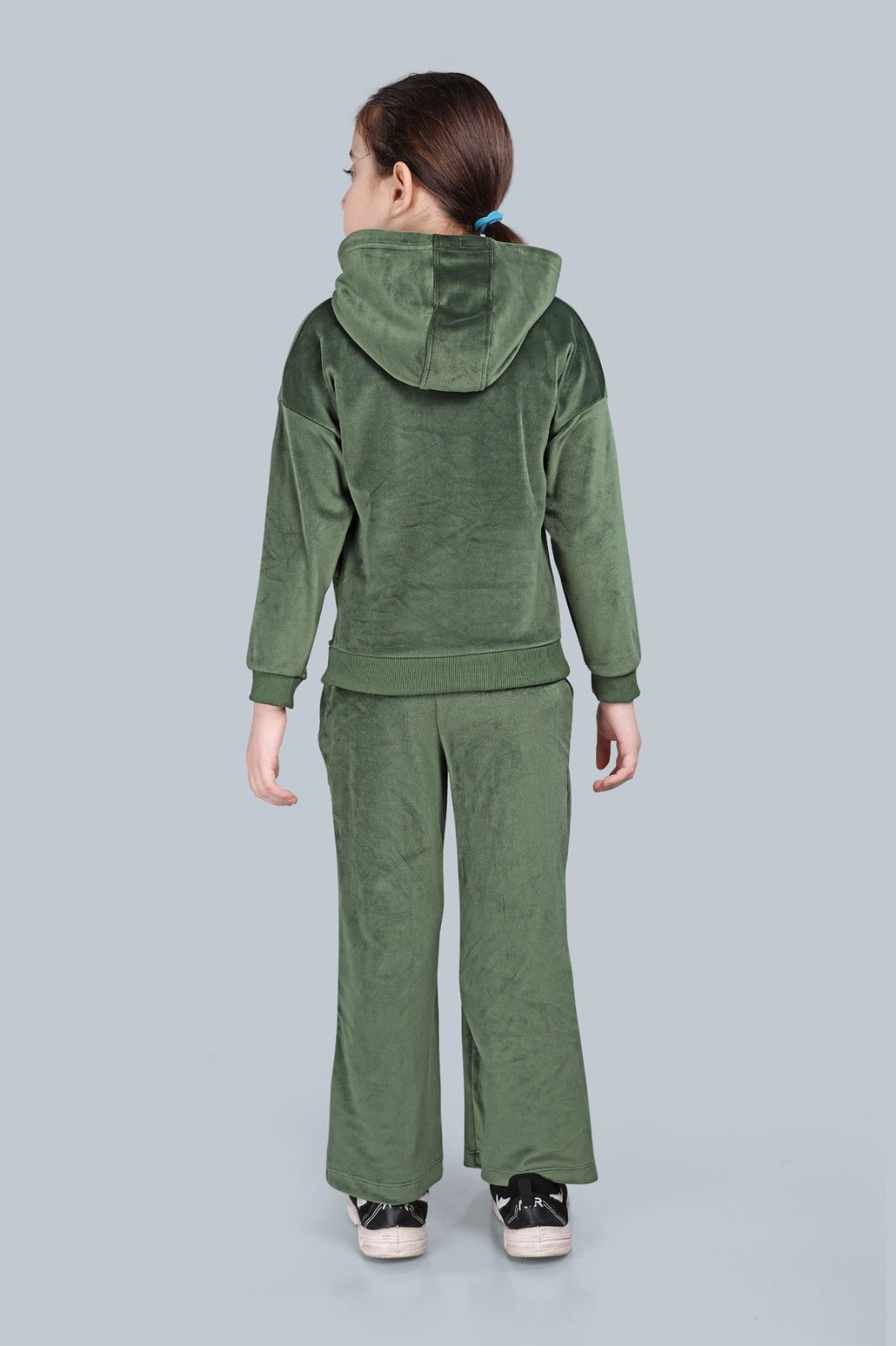 Girls Velour Zip-up Hoodie Sweatshirt and Wide Leg Relaxed Fit Pants