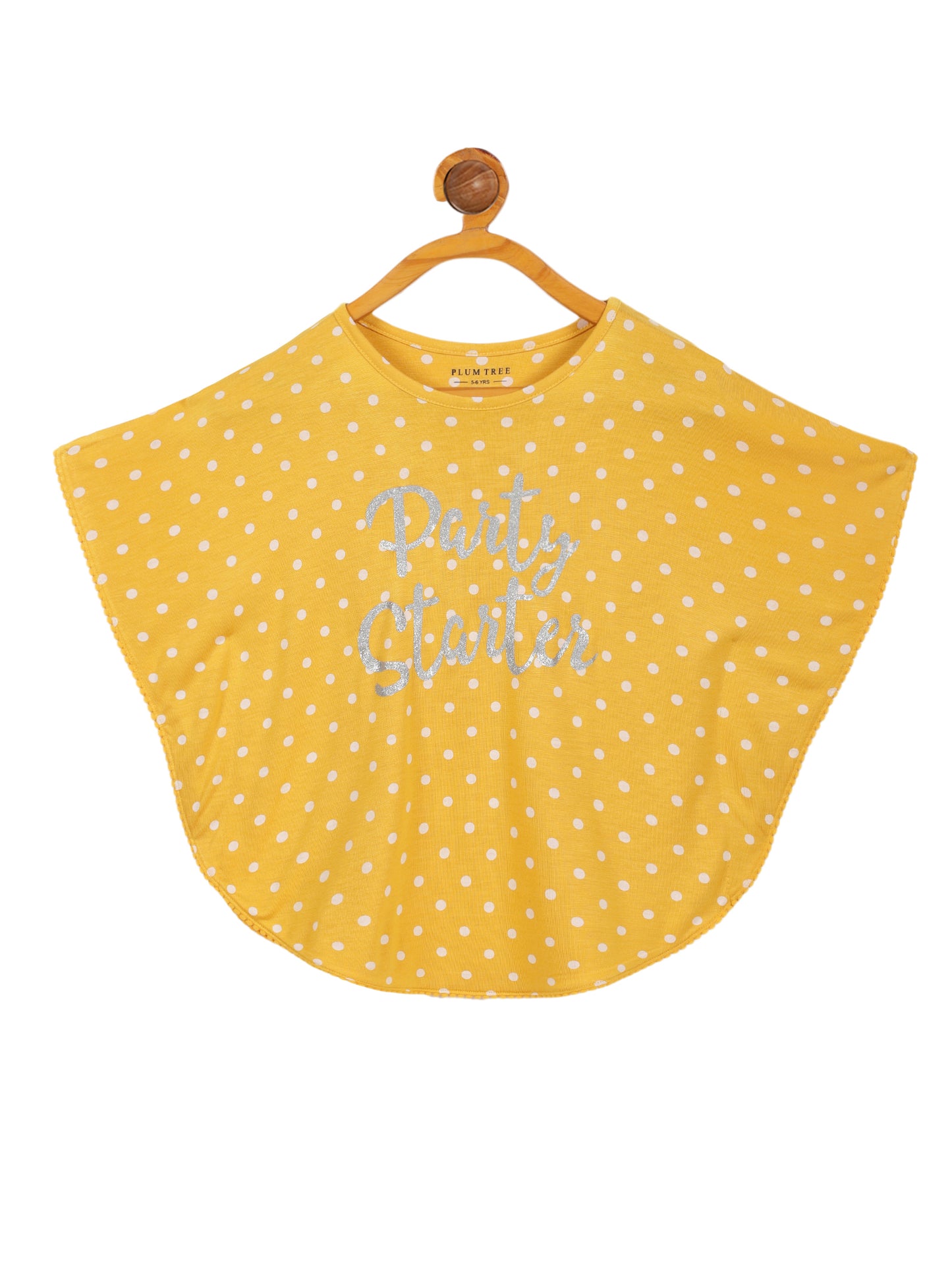 Girls Set of 2 printed Soft Rayon Poncho T-shirts-YELLOW	CORAL