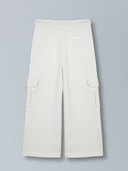 Girls Wide leg Relaxed Cargo Trouser - Beige