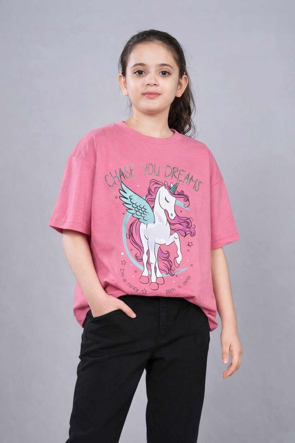 Girls  Premium Cotton  Printed Oversized T-shirt pack of  2