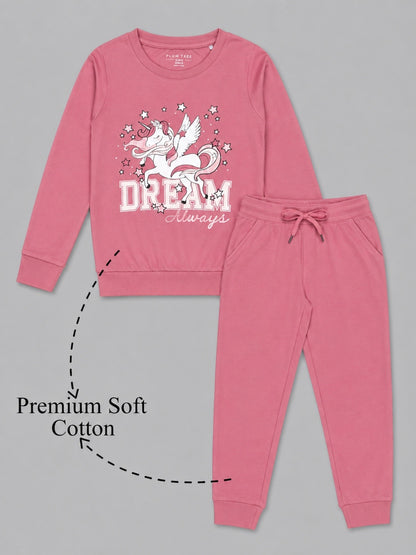 Girls Premium Soft Cotton Full sleeve T-shirt and jogger pant clothing set