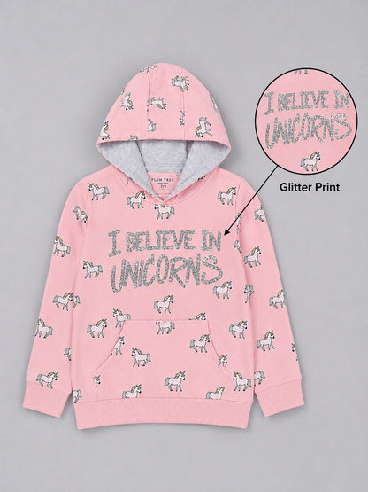 Girls Premium Soft cotton full sleeve Printed Hooded Sweatshirt