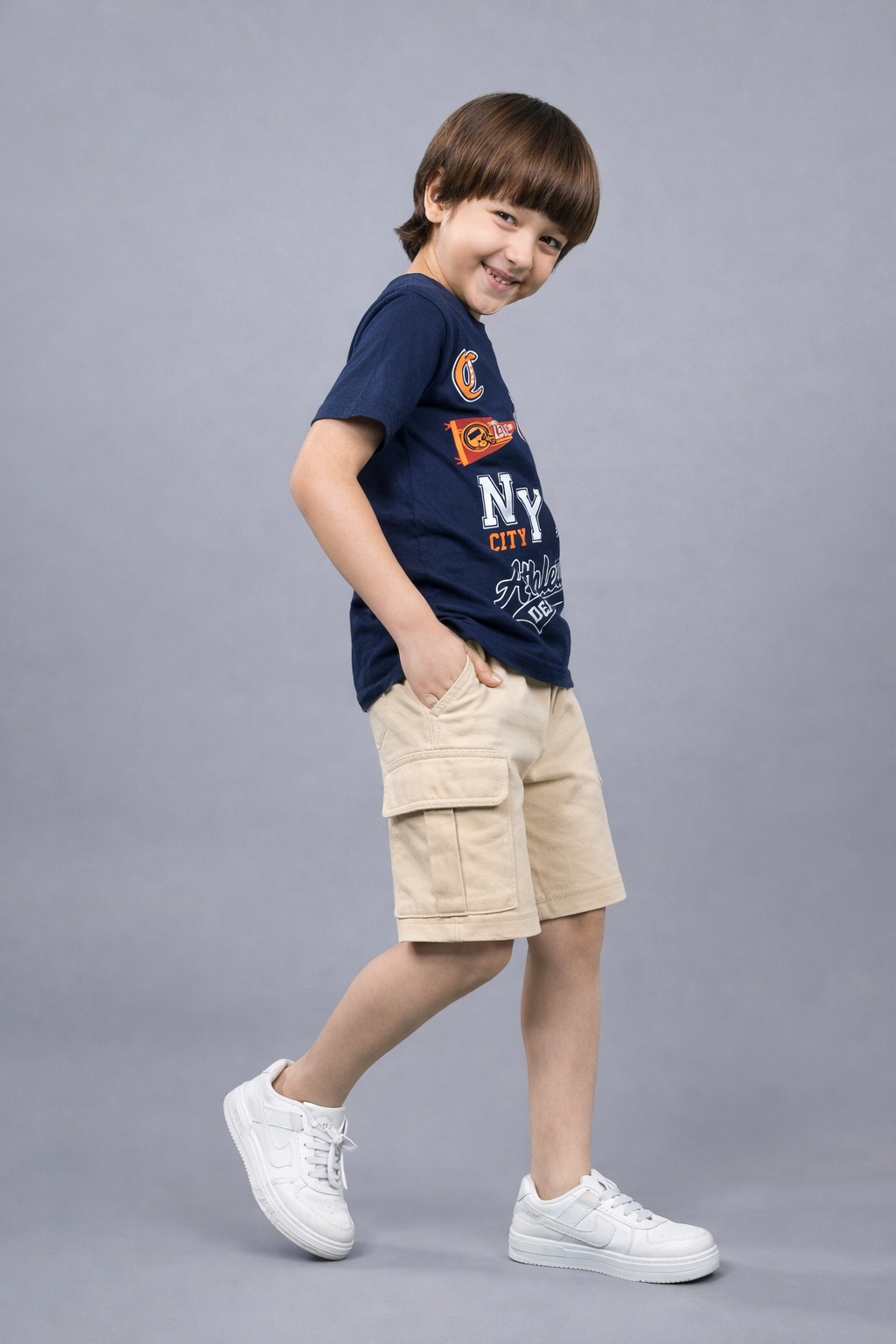 Boys Trendy Oversized T-Shirt & Cargo Shorts Set