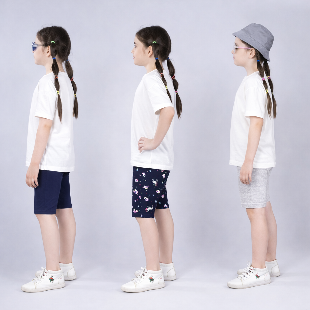 Girls Cotton Lycra Stretch Cycling Shorts Pack of 3