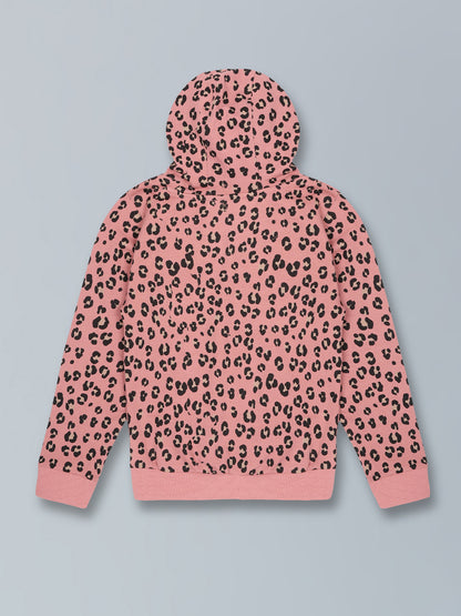 Sequins Hoodie Sweatshirt and Printed Jogger set- Pink