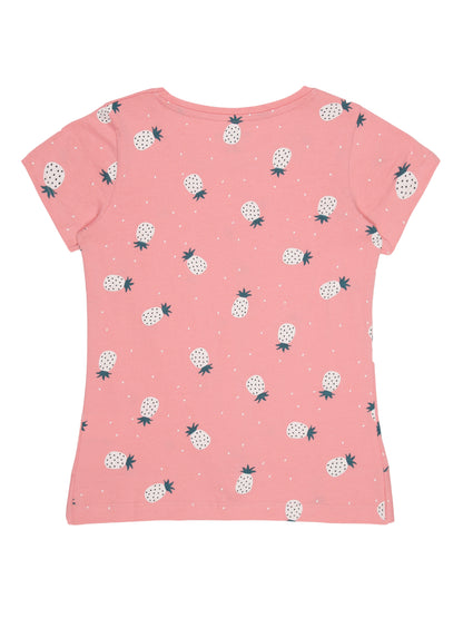 Girls 2 piece pure cotton All Over Printed Co-ordinating Top and Short Set -CORAL AOP