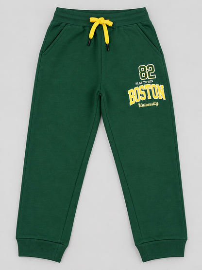 Boys Premium Soft Cotton Printed Half Zipper Hi-Neck Sweatshirt and Jogger Set