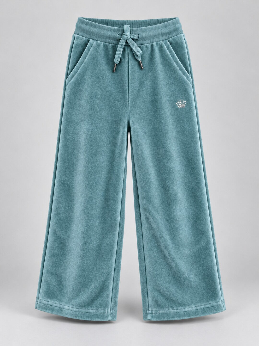 Girls Premium Velour Full Zipper Hooded Sweatshirt and Wide Leg Pant Set