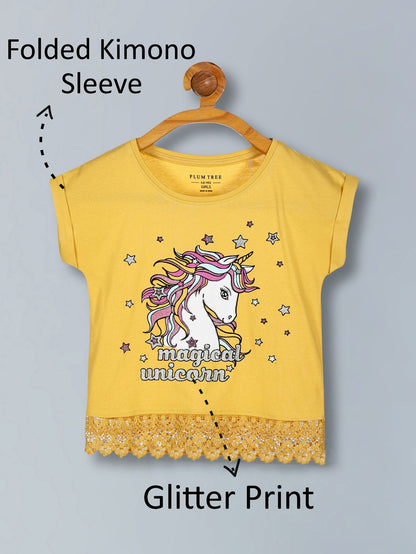 Girls Premium Cotton Crop Top With Lace Border Pack of 2