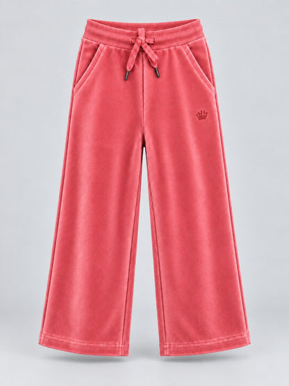 Girls Premium Velour Full Zipper Hooded Sweatshirt and Wide Leg Pant Set