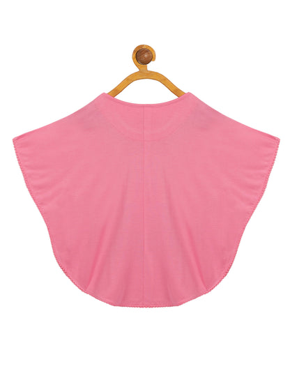 Girls Set of 2 printed Soft Rayon Poncho T-shirts-ROUGH PINK PEARL WHITE