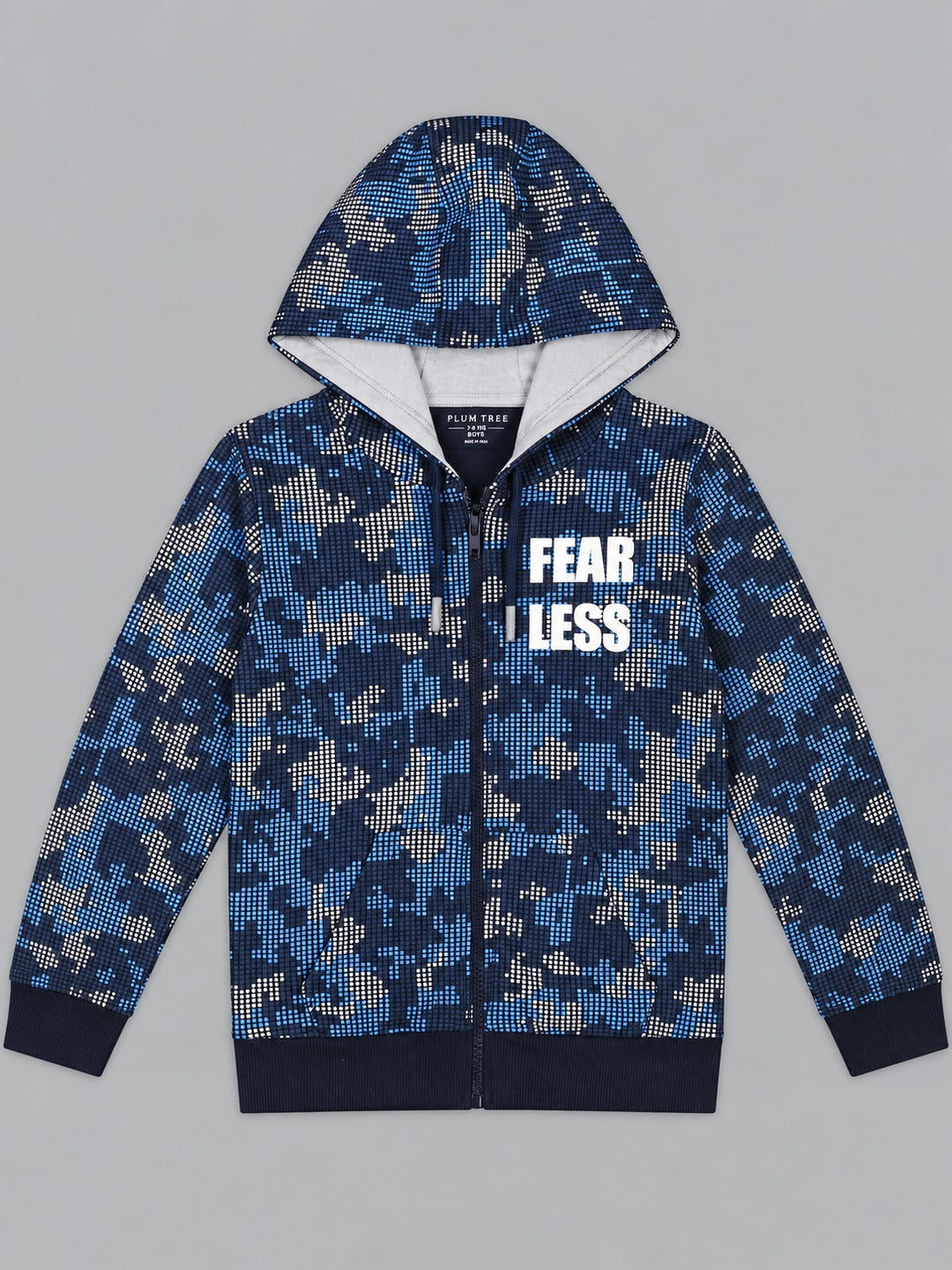 Boys Premium Soft Cotton Full Zipper Printed Hooded Sweatshirt