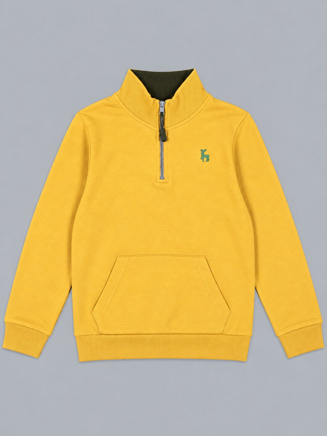 Boys Premium Soft Cotton Full Sleeve Half Zipper Hi-Neck Sweatshirt