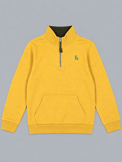 Boys Premium Soft Cotton Full Sleeve Half Zipper Hi-Neck Sweatshirt