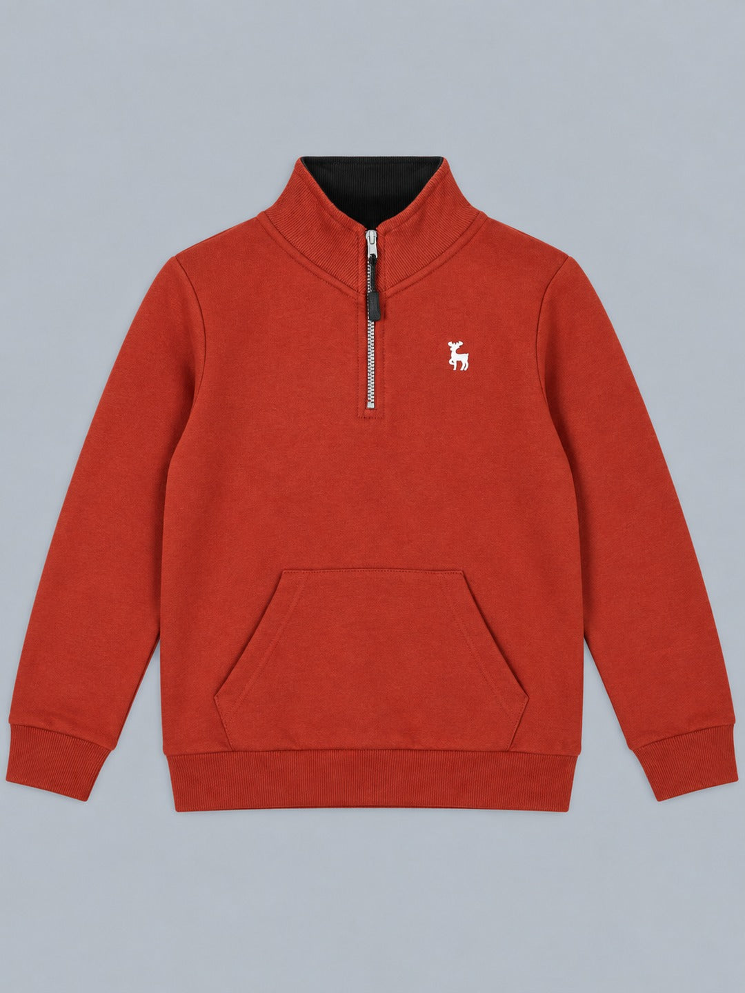 Boys Premium Soft Cotton Full Sleeve Half Zipper Hi-Neck Sweatshirt