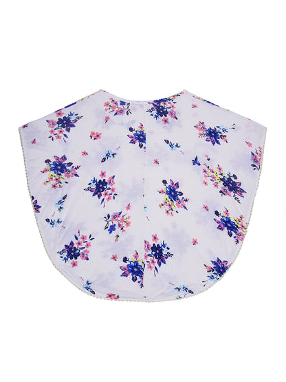 Girls Set of 2 printed Soft Rayon Poncho T-shirts-OFF WHITE ORANGE
