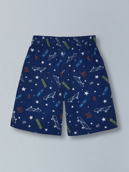 Boys Premium Cotton Printed Knit Shorts Pack Of 2