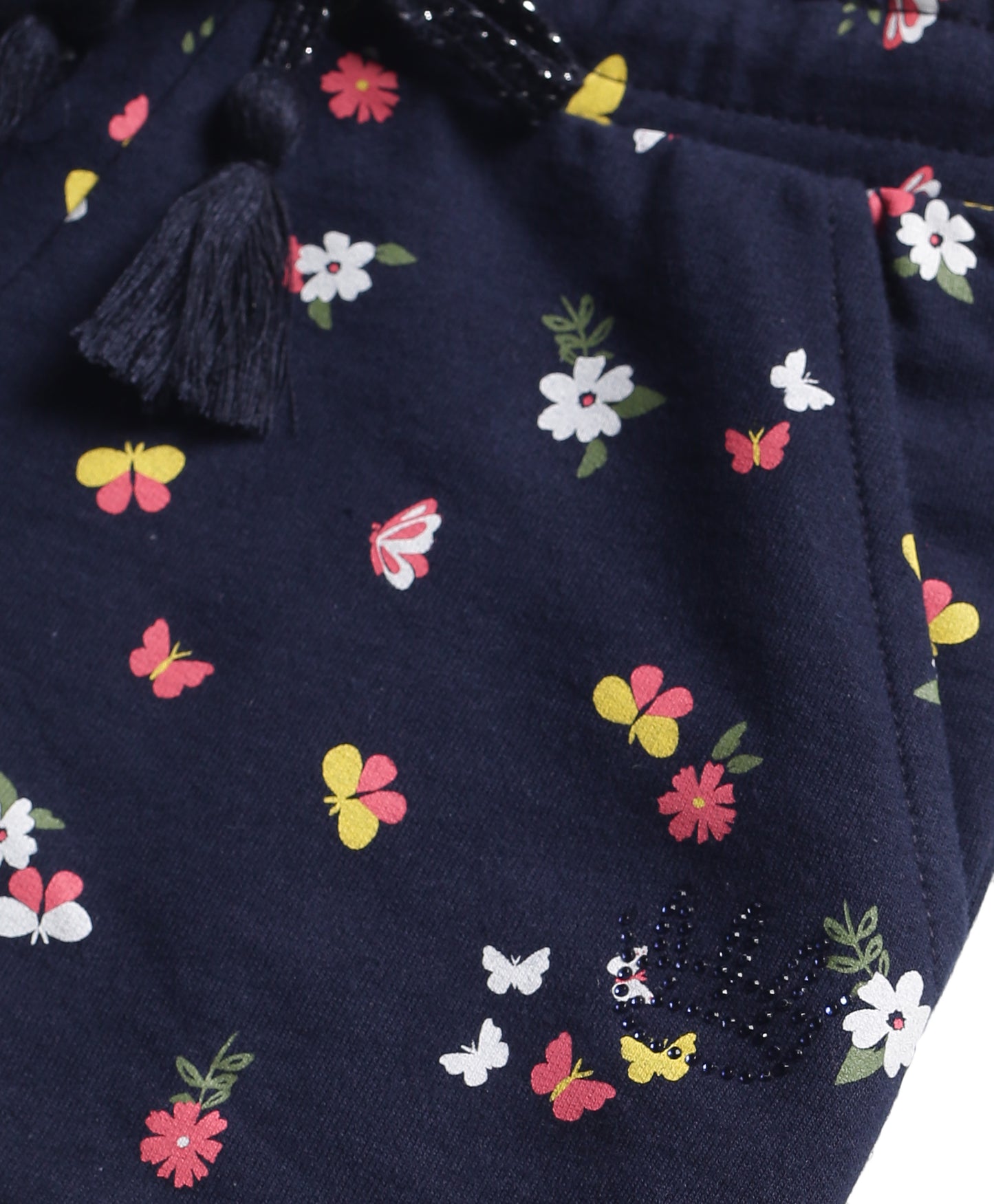 Girls  Butterfly & Floral printed Shorts-NAVY