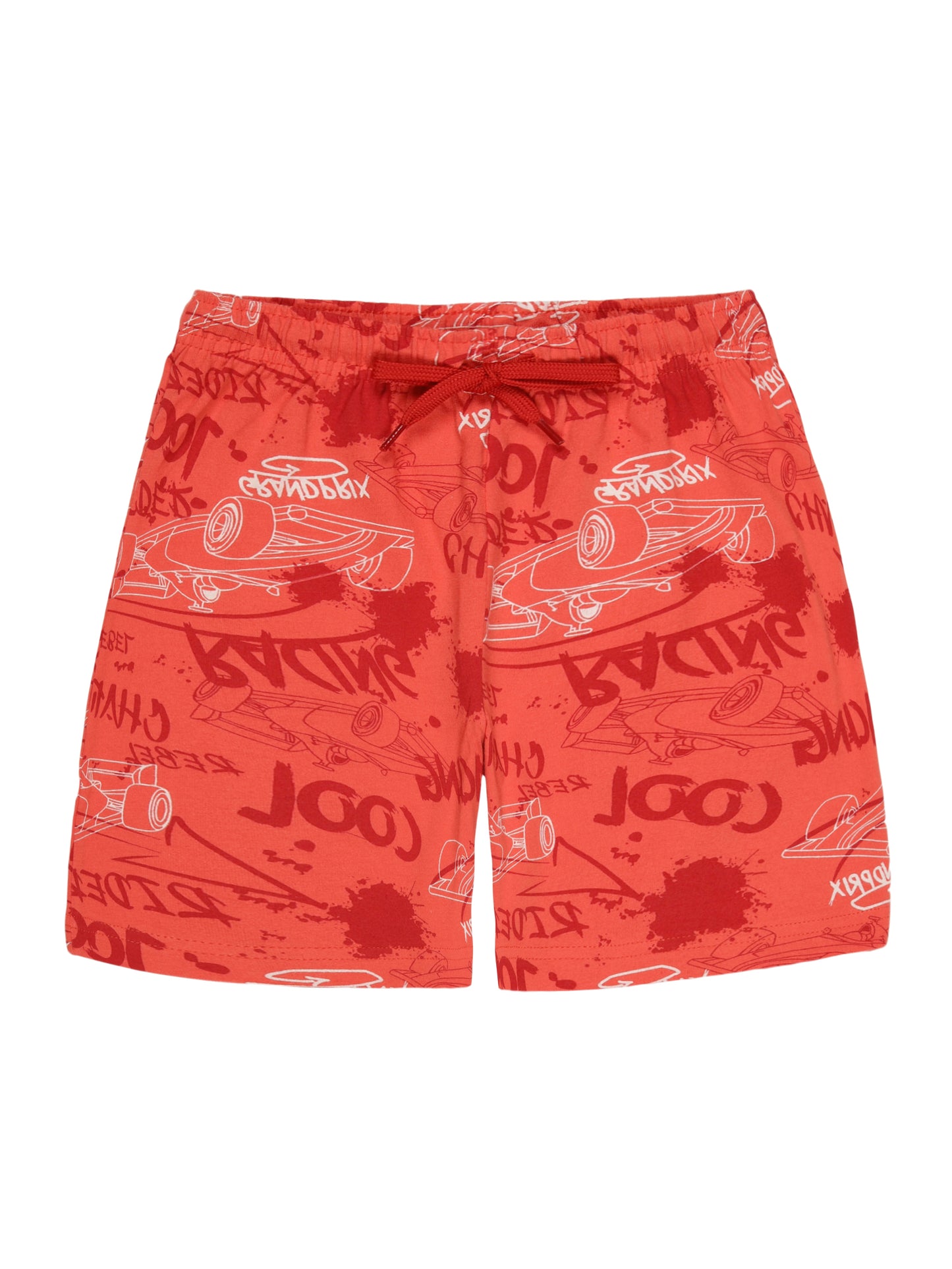 Boys Pure Cotton 2 pack All Over printed Jersey shorts-OLIVE CAMO AOP POWER RED