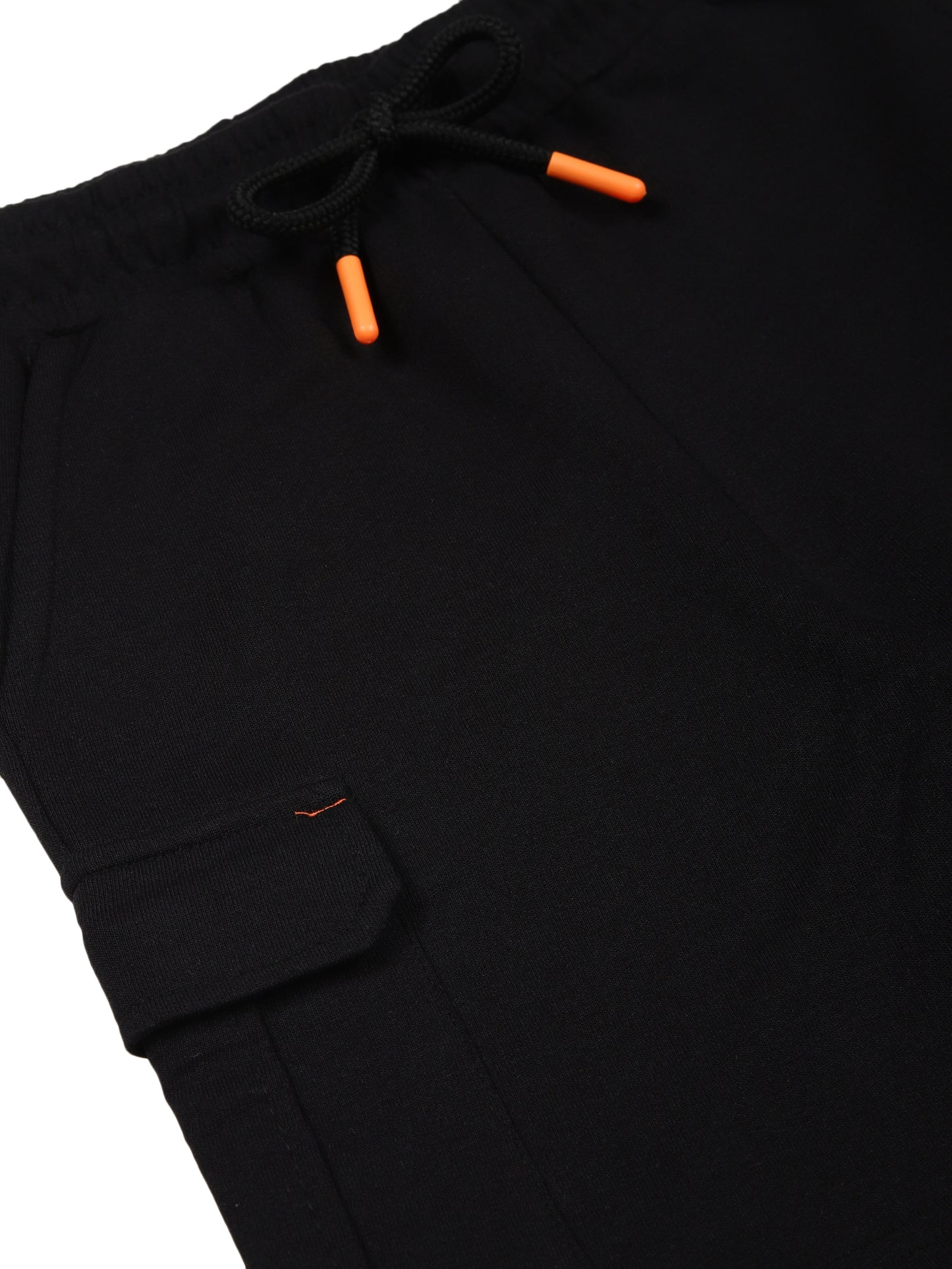 Boys Pure Cotton knit Printed Cargo Shorts -BLACK