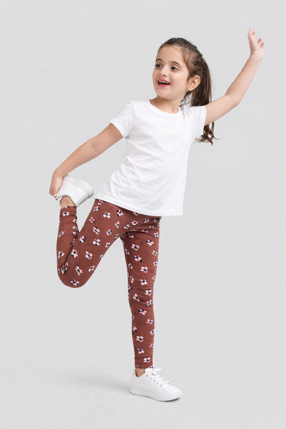 Girls Cotton Lycra Stretch Printed Legging Pack of 2