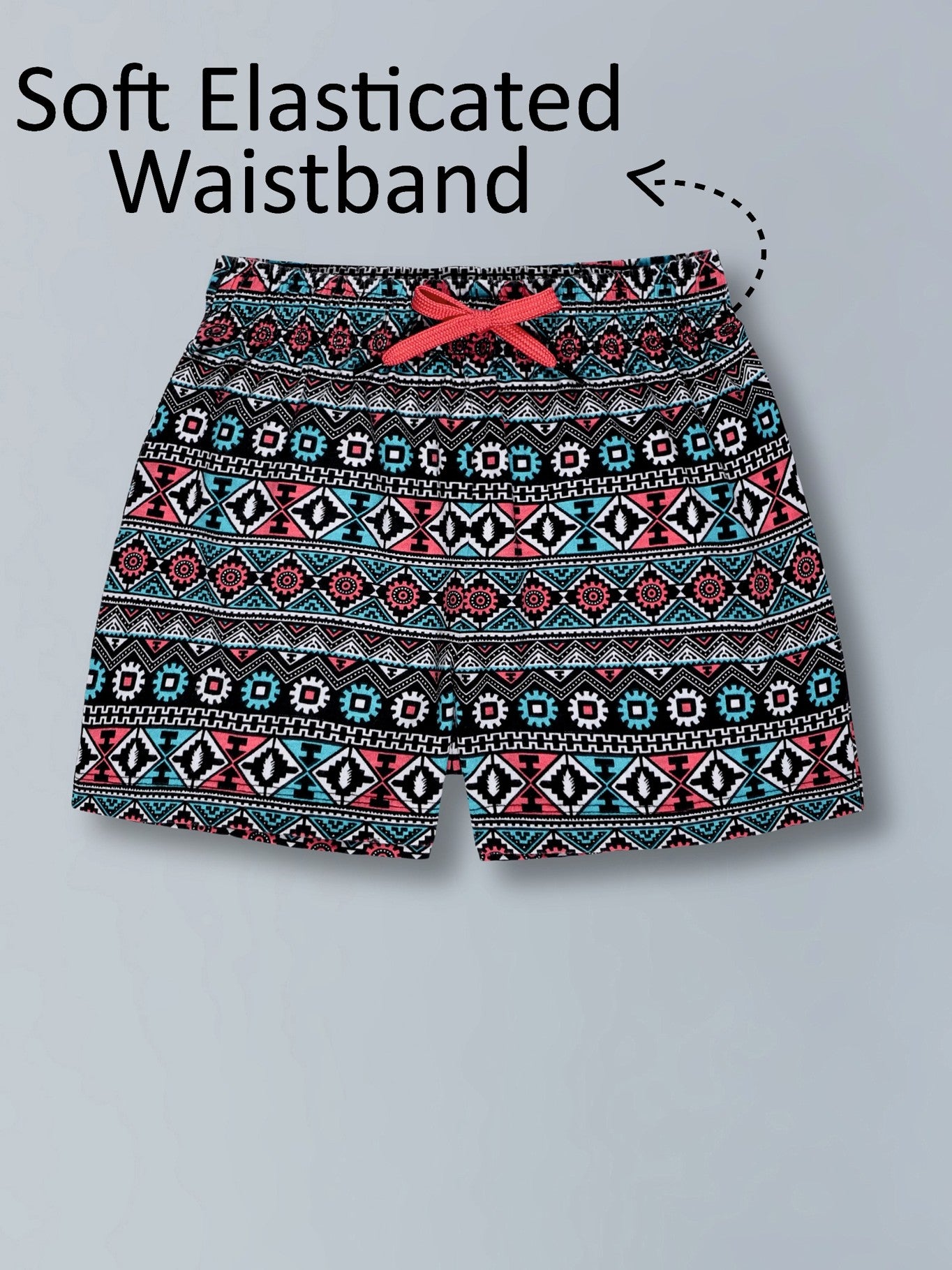 Girls Premium Cotton Printed Knit Shorts Pack Of 2