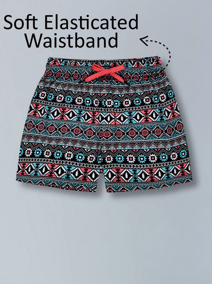 Girls Premium Cotton Printed Knit Shorts Pack Of 2