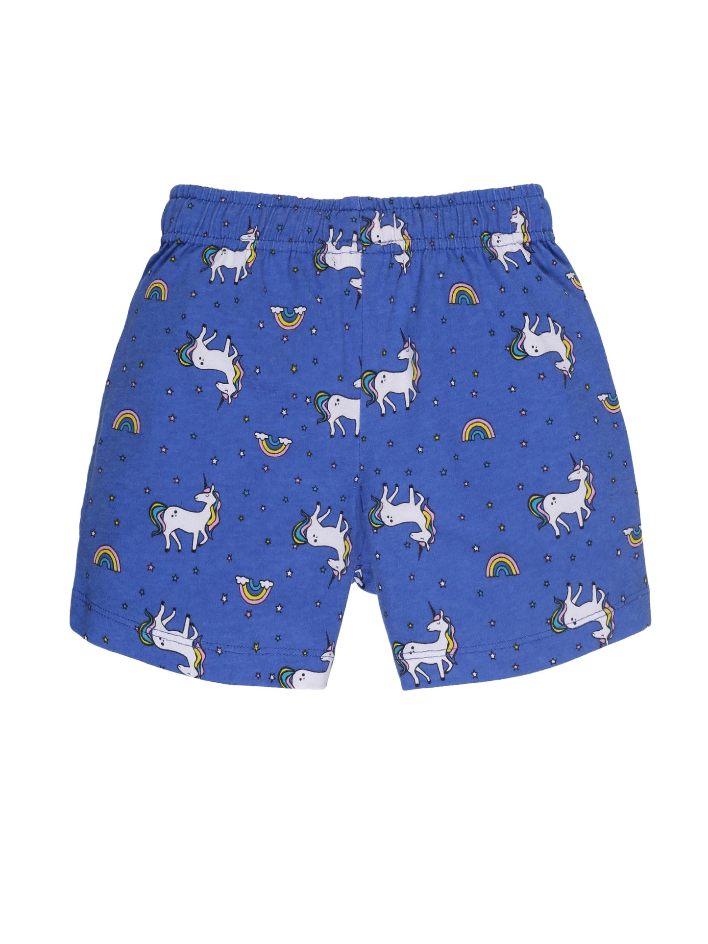 Plum Tree Girls  All Over Flower Printed Shorts( Pack of 2)-MID BLUE DARK RED