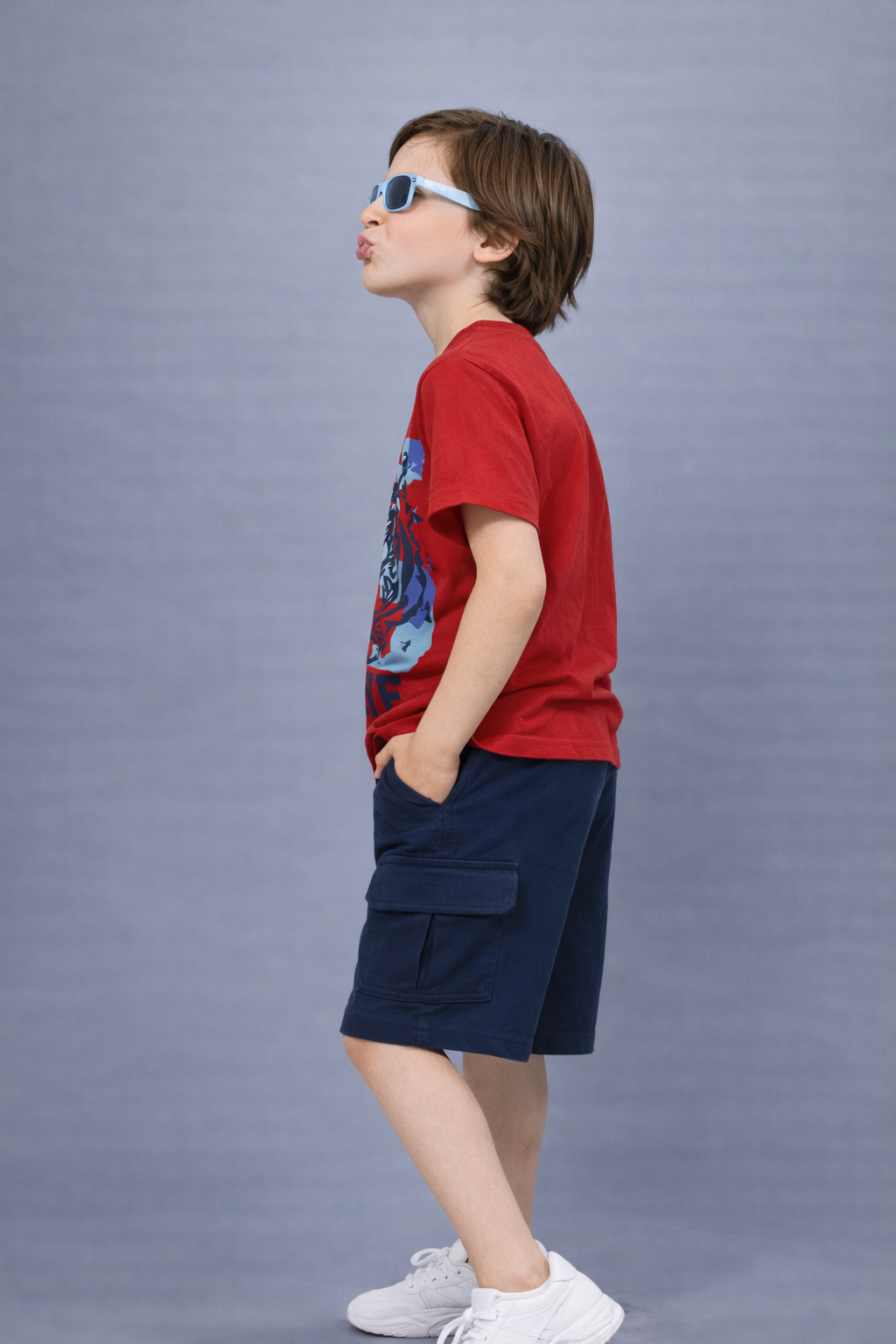 Boys Trendy Oversized T-Shirt & Cargo Shorts Set