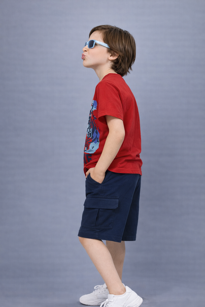 Boys Trendy Oversized T-Shirt & Cargo Shorts Set