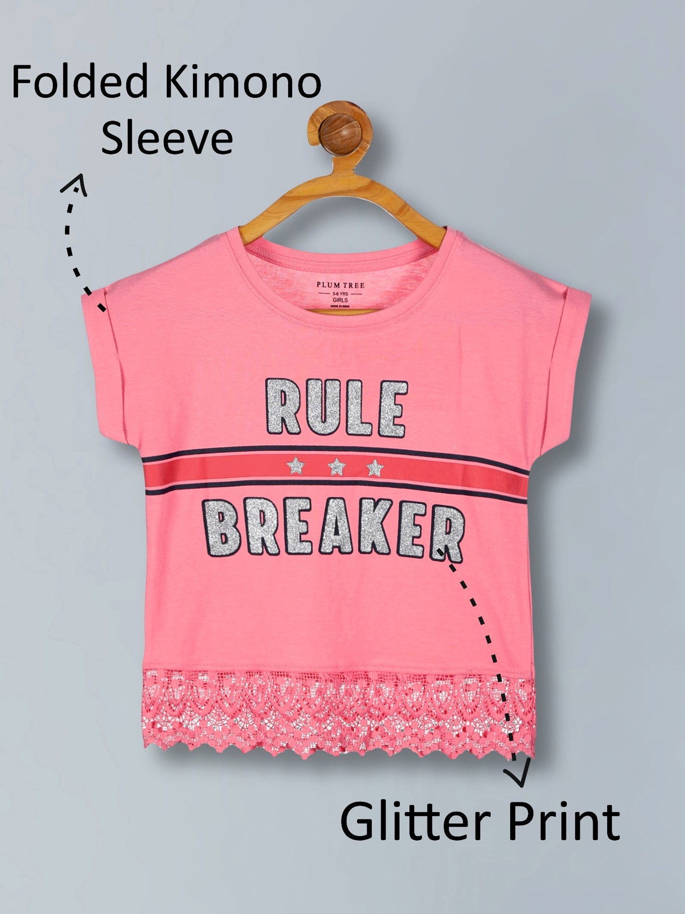 Girls Premium Cotton Crop Top With Lace Border Pack of 2
