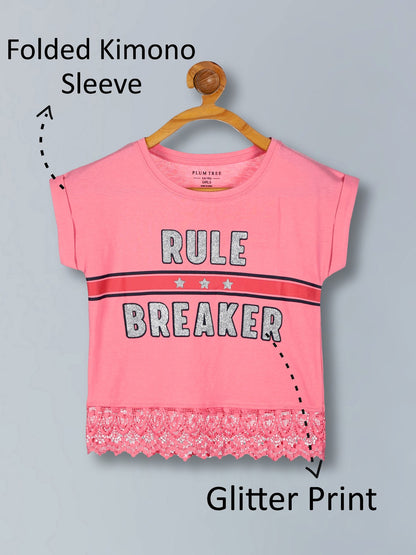 Girls Premium Cotton Crop Top With Lace Border Pack of 2