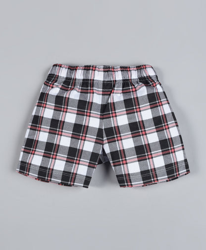 Plum Tree Girls  All Over Multi Colored check Printed Shorts( Pack of 2)-ORNAGE&WHITE