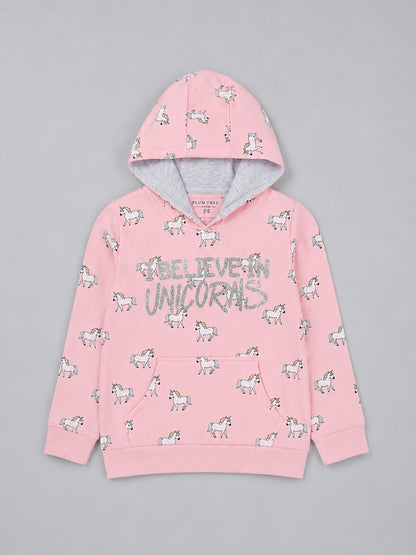 Girls Premium Soft cotton full sleeve Printed Hooded Sweatshirt