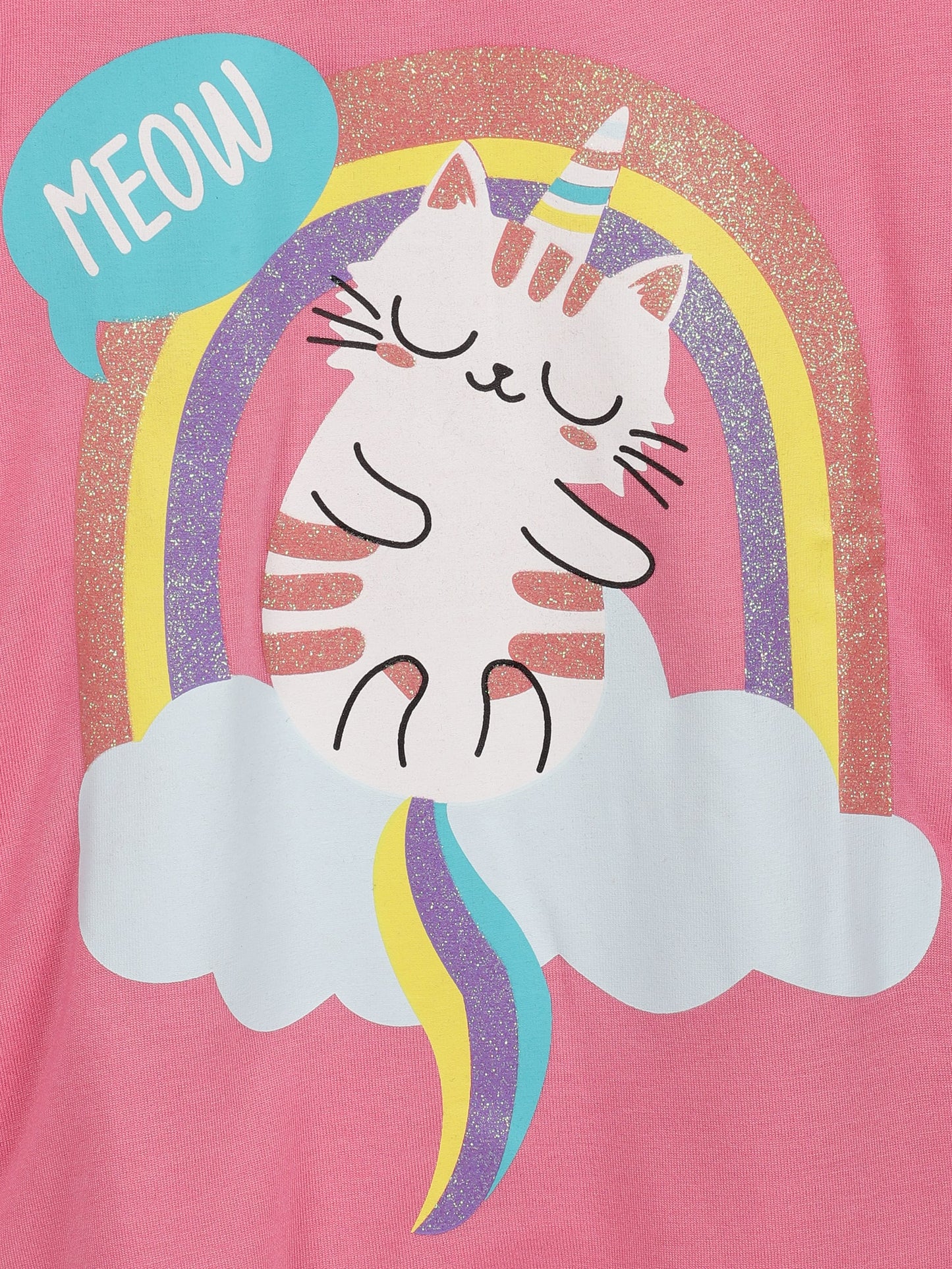 Girls Set of 2 printed Soft Rayon Poncho T-shirts-ROUGH PINK PEARL WHITE